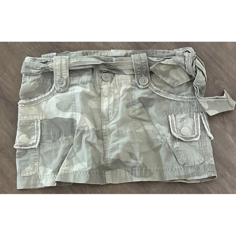 Vintage Abercrombie Girls Camo Cargo Skirt Size 12 With Belt Y2K